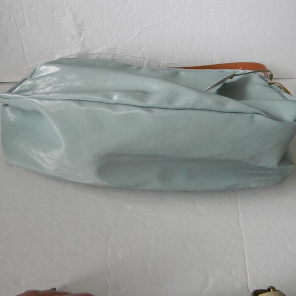 NWT JACK GOMME PARIS LEBOWL LINEN/LEATHER BOWLING BAG LIGHT BLUE CROSSBODY - Picture 6 of 12